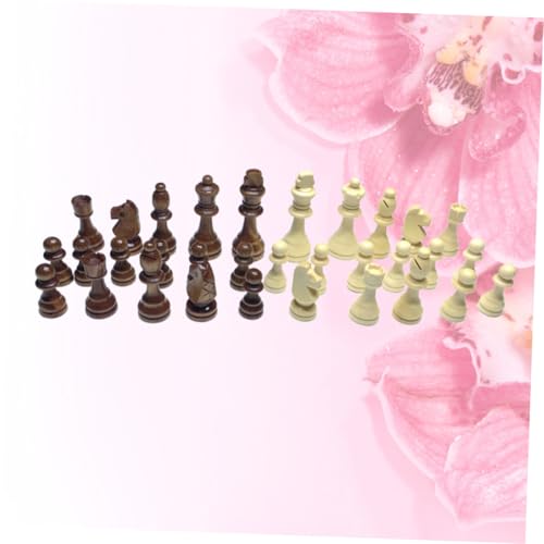 Gogogmee 32 Stück Teiliges Internationales Schachfiguren Holz Große Zweifarbige Spielfiguren Robustes Schachbrett zubehör für Anfänger Fördert Logisches Denken und Geduld von Gogogmee