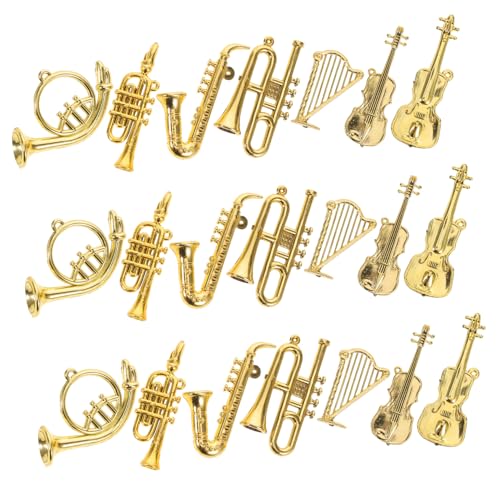 Gogogmee 35 Stück Miniatur Musikinstrument Dekoration Mini Trompete Puppenhaus Miniatur Musikinstrument Aus Holz Figur Gitarre Ornament von Gogogmee