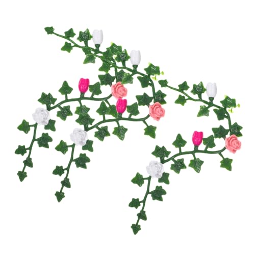 Gogogmee 3St Puppenhaus-Blumenranke Mini-Blumenpflanzenrebe Zubehör für Mikrolandschaftsreben schmücken künstliche Blumen Toy Dekorationen Miniaturen Modell Einer künstlichen Blumenrebe PVC von Gogogmee