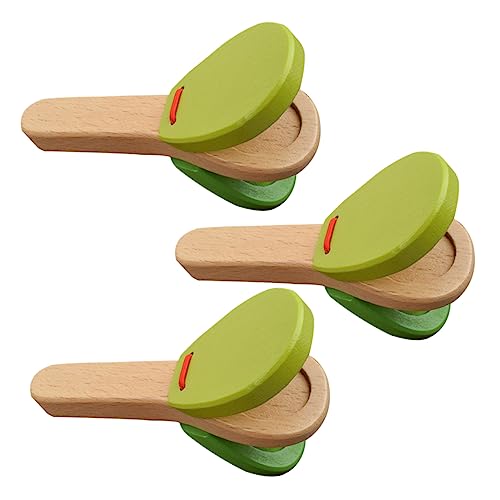 Gogogmee 3Stücke Holzspielzeug Kastagnetten Musikinstrumente für Fördert Rhythmus und Musikalisches Talent Geeignet für Kleinkinder Farben Zufällig von Gogogmee