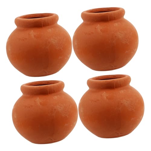Gogogmee 4 STÜCKE Teiliges Miniatur Keramik Blumentopf Detailreiche Miniaturtöpfe für Puppenhaus Vielseitige DIY Zimmerpflanzen Dekoration Süßes Pflanzgefäß für Sammler von Gogogmee