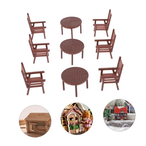 Gogogmee 4 Sätze Miniatur Puppenhaus Möbel Set Mini Tisch Stühle Spielhaus Dekoration Desktop Zubehör Maßstab Realistische Modellmöbel für Kreative Spiel Bastelprojekte von Gogogmee