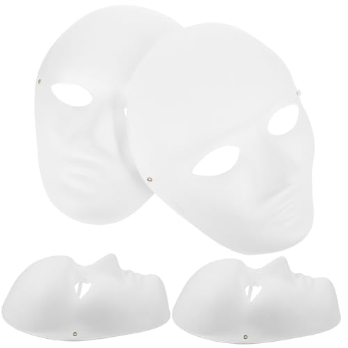 Gogogmee 4 Stück DIY Pulp Papiermasken Weiß Blanko Masken zum Bemalen Halloween Kostüm Party Kreativität für Erwachsene von Gogogmee