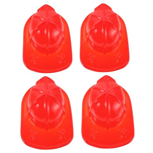 Gogogmee 4 Stück Feuerwehrmann Spielhelm Feuerwehrmann Cosplay Helm Neuheit Feuerwehrhelm Halloween Rot von Gogogmee