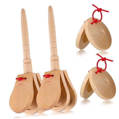 Gogogmee 4 Stück Holz Kastagnetten mit Griff Langlebiges Percussion Instrument Pädagogisches Musikspielzeug für Anfänger Fördert Koordination und Musikalisches Lernen Naturfarben Gogogmee 4 Stück Holz Kastagnetten mit Griff Langlebiges Percussion Instrument Pädagogisches Musikspielzeug für Anfänger Fördert Koordination und Musikalisches Lernen Naturfarben von Gogogmee