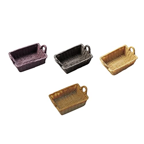 Gogogmee 4 Stück Miniatur Miniaturkorb Khaki Kamel Braun und Schwarz Puppenhaus Deko Realistische Harzkorb Modelle für Mini Haus Zubehör DIY Mikro Szene Basteln und Wohnaccessoires von Gogogmee