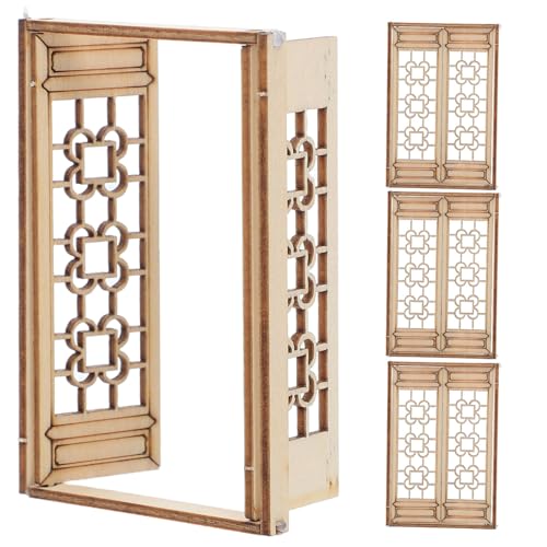 Gogogmee 4 Stück Puppenhaus-fensterrahmen, Puppenhaus-miniaturmöbel, Mini-holzfenster, Modell, DIY-puppenhaus, Schlafzimmermöbel, Zubehör, Beige 2 Gogogmee 4 Stück Puppenhaus-fensterrahmen, Puppenhaus-miniaturmöbel, Mini-holzfenster, Modell, DIY-puppenhaus, Schlafzimmermöbel, Zubehör, Beige 2 von Gogogmee