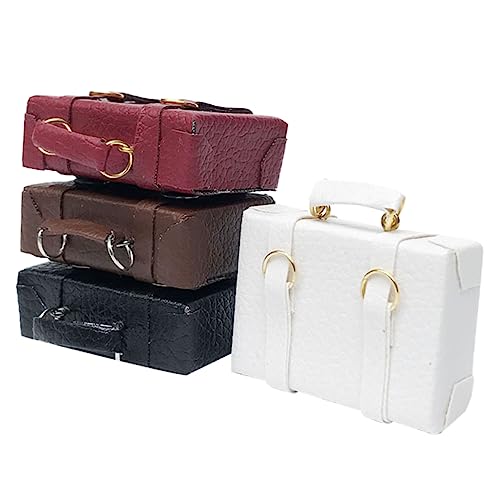 Gogogmee 4 Stück Simulation Retro -Koffer Schmuck klein Antiquität Gepäck Mini House Accessory Mini-Hauskoffer Puppenhaus-Miniaturgeräte Mini-Koffermodell Holz Zufällige Farbe von Gogogmee