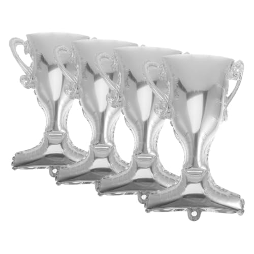 Gogogmee 4 Stück Teiliges Aluminiumfolie Champion Luftballon in Silber Langlebige Partydekoration für Abschlussfeier Spiele und Festliche Anlässe Inklusive Preisverleihungsreifer von Gogogmee