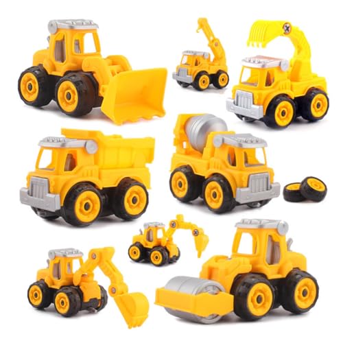 Gogogmee 4 Stück Teiliges DIY Baufahrzeug Abnehmbarer Baggerspielzeug LKW Fördert Feinmotorik und Koordination Pädagogisches Modellauto für Kreative Lernspielzeuge von Gogogmee