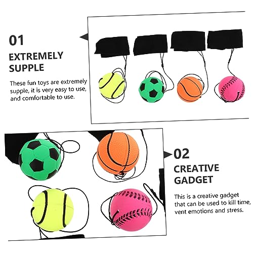 Gogogmee 4 Stück Teiliges Fluoreszierendes Elastikball Handgelenk Wurfspielzeug für Stressabbau Finger und Handmuskeltraining Buntes Freizeitspielzeug für Drinnen und Draußen von Gogogmee