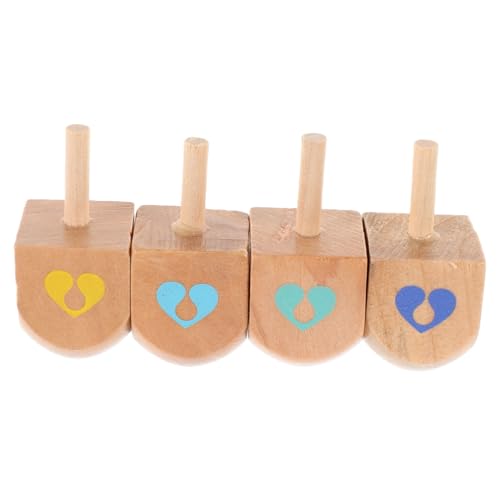 Gogogmee 4 Stück Teiliges Holz Dreidel Natürliche Gyro spielzeuge zum Drehen Pädagogisches Stressabbau Hanukkah Fördert Feinmotorik und Konzentration bei Familie Schule und Outdoor spaß von Gogogmee