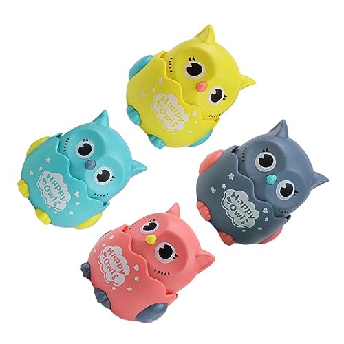 Gogogmee 4 Stück Teiliges Katzenkopf Owl Spielzeugset Drücken und Gleiten für Kleinkinder Lernspielzeug Motorik und Eltern Junge Mädchen Interaktion Cartoon Design für Geburtstagsgeschenke von Gogogmee