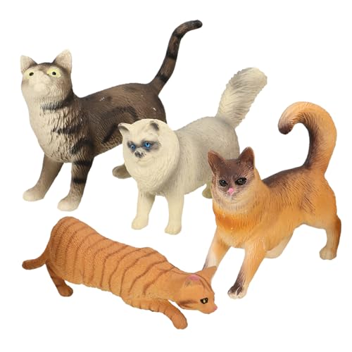Gogogmee 4 Stück Teiliges Kleine Realistische Katzenfigur aus Stabilem Kunststoff Niedliche Dekofigur für Garten Balkon und Schreibtisch Pädagogisches Katzenspielzeug für Empathie und von Gogogmee