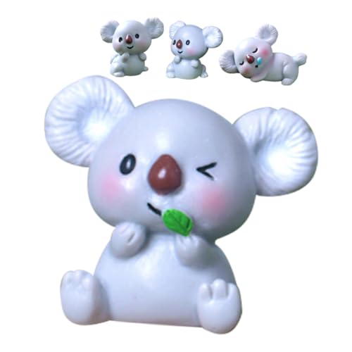 Gogogmee 4 Stück Teiliges Koala Miniatur Figuren aus Langlebigem Resin Detailreiche Mini Koala Tierfiguren für Mikro Landschaft Gartendeko und Geburtstagsdekoration von Gogogmee