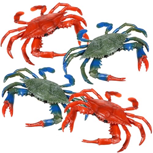 Gogogmee 4 Stück Teiliges Künstliches Krabbenspielzeug für Realistische Meereslebewesen Figuren Schwimmfähig Pädagogisches Lernspielzeug für Badewanne Pool und Strandspaß von Gogogmee