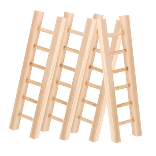 Gogogmee 4 Stück Teiliges Mini Holzleiter für Puppenhaus Stabile DIY Bastel Zubehör Naturbelassenes Holz Detailgetreu Gearbeitet für Feengarten Miniaturlandschaft und Dekoration von Gogogmee