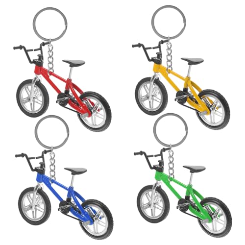 Gogogmee 4 Stück Teiliges Miniatur Finger Mountain Bike Schlüsselanhänger aus Legierung Realistische Mountainbike Modelle als Dekorativer Fahrradanhänger Geschenkidee für Radfahrer und von Gogogmee