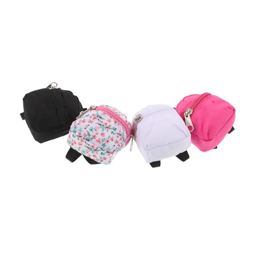 Gogogmee 4 Stück Teiliges Miniatur Rucksack mit Reißverschluss für Puppen Maßstab Vielseitig für Puppenhaus Rollenspiele und Kreative DIY Dekoration Polyester Canvas in und Muster von Gogogmee