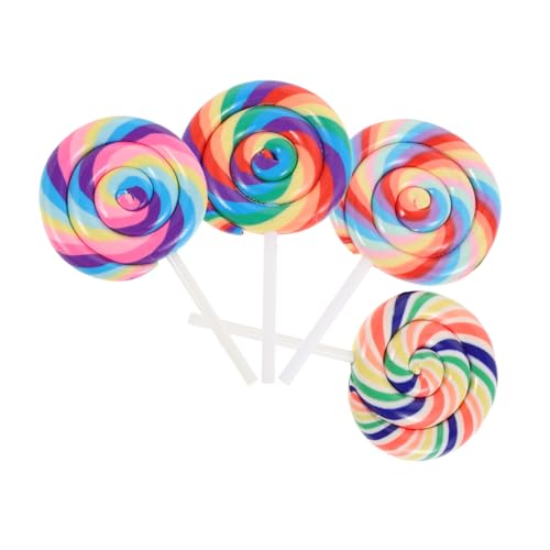 Gogogmee 4 Stück Teiliges Realistische Simulation Lutscher Dekoration Miniatur Bunte Lollipop Requisiten für Puppenhaus Foto Requisiten und Sammler von Gogogmee