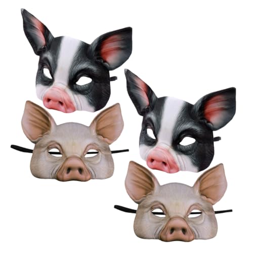 Gogogmee 4 Stück Teiliges Schweinemasken- Atmungsaktive Cosplay Halbgesichtsmasken für Karneval Halloween Maskenball Tiermotiv Vielseitig für Kostümpartys und Festival-verkleidungen von Gogogmee