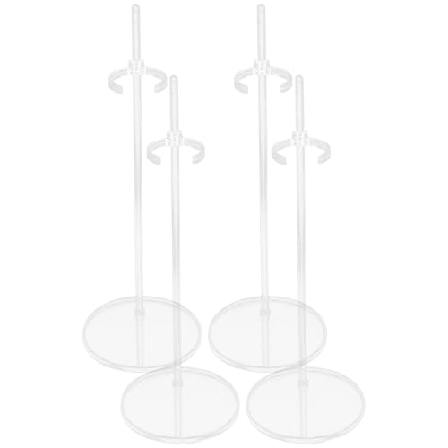 Gogogmee 4 Stück Transparente Doll Stands aus Kunststoff Höhenfester Puppenhalter mit Verstellbarem Taillenclip Einfacher Aufbau als Display Aufbewahrungsständer für Actionfiguren Puppen von Gogogmee