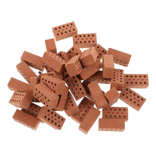 Gogogmee 40 Stück Teiliges Miniatur Bausteine aus Clay Mehrlochige Rote Ziegel Stabile Architektur Modellbau Steine für DIY Puppenhaus Sandtisch und Pädagogisches von Gogogmee