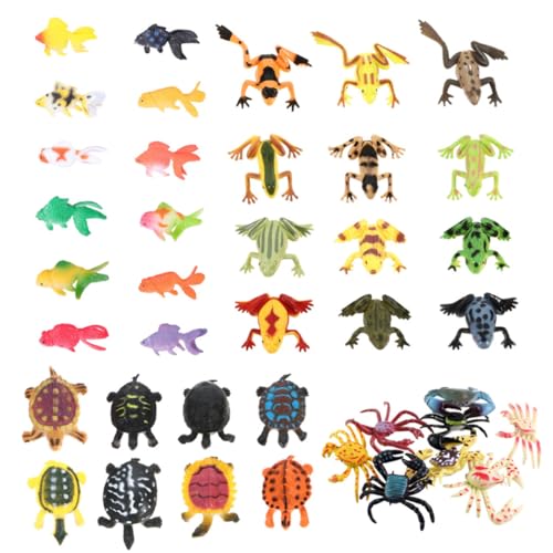 Gogogmee 40 Stück Teiliges Simulierte Meerestiere Figuren Detailreiche Tiermodelle Frosch Goldfisch Schildkröte Krabbe Liebevolle Dekoration für Aquarium Lernspielzeug von Gogogmee