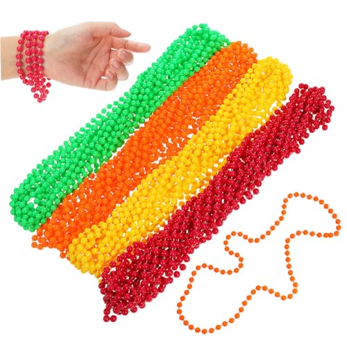 Gogogmee 48 . Teiliges Neon Perlenkette mit Fluoreszierenden Kunststoffperlen in Retro Stil Leichte Party Halsketten in Leuchtenden Farben Orange Grün Gelb für Karneval Mottoparty und von Gogogmee