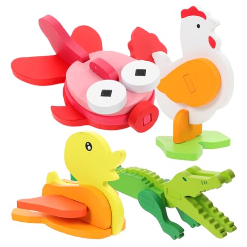 Gogogmee 4Sätze Holz Tier Puzzle für Teiliges Formpuzzle für Kognitives Lernen Handgefertigtes Holz Fördert Hand Augen Koordination und Logisches von Gogogmee