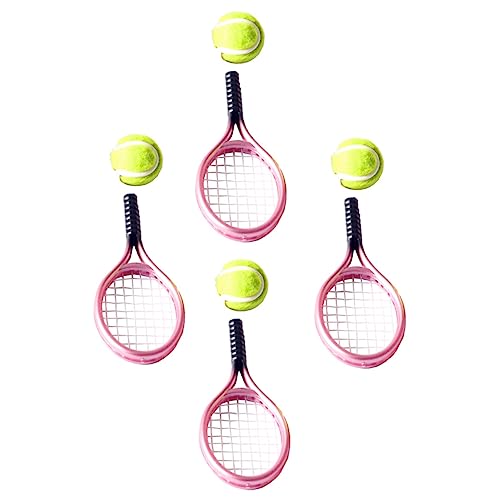 Gogogmee 4Sätze Mini Tennisschläger mit Bällen Teiliges für Dekoration für Puppenhäuser Langlebig und Praktisch von Gogogmee
