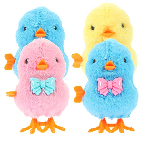 Gogogmee 4Stücke Aufziehspielzeug Plüschküken Lustige Hühnchen Spielzeuge für Kindergeburtstag Mitgebsel und Partygeschenk Sicheres und Langlebiges Design ohne Batterien von Gogogmee