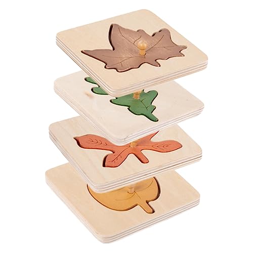 Gogogmee 4Stücke Teiliges Montessori Puzzle Lernspielzeug für Kognitive Blätterform Holzmaterial mit Abgerundeten Kanten für Frühe Bildung und Motorikförderung von Gogogmee