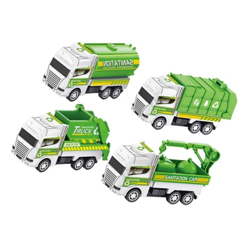 Gogogmee 4Stücke Teiliges Reibungsbetriebenes Müllauto für Müll LKW Modell Zufälligem Stil Fördert Kreativität und Praktische Fähigkeiten von Kleinkindern von Gogogmee