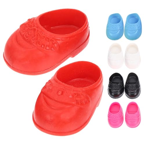 Gogogmee 5 Paare Miniatur Puppenschuhe Süße Flache Puppenschuhe für Große Puppen Kreative Dekoration für Puppenhaus Szenen Mini Doll Zubehörteile Langlebig und von Gogogmee