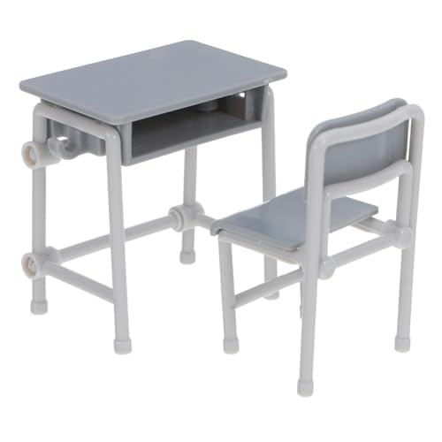 Gogogmee 5 Sets Miniatur-Klassenzimmermöbel-Set, inklusive realistischer Mini-Schultisch- und Stuhlmodelle, Puppenhauszubehör, Requisiten für die Heimdekoration, Lernspielzeug von Gogogmee
