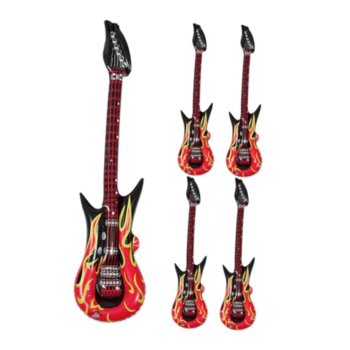 Gogogmee 5 Stück Teiliges Aufblasbares PVC Flammengitarren mit Sicherheitsventil Leichtes Musikinstrument und Rock Roll Party Deko für Erwachsene von Gogogmee
