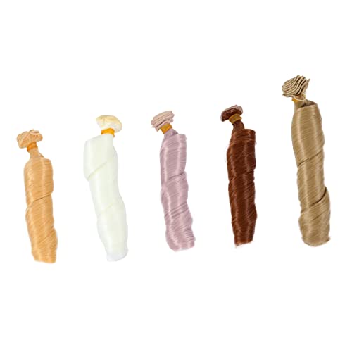 Gogogmee 5 Stück Teiliges Hitzebeständige Puppenperücken aus Hochtemperaturfaser für DIY Puppenhaar Basteln Vielseitig Einsetzbar zum Reparieren und Gestalten von Puppen Glattes Haar in von Gogogmee
