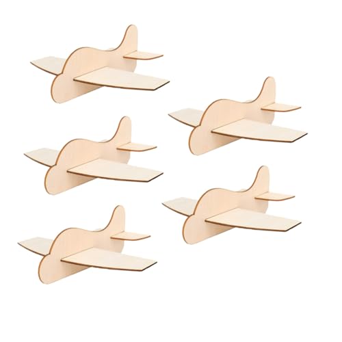 Gogogmee 5 Stück Teiliges Holzflugzeug Modellset zum Selbstbemalen DIY Flugzeug Bastelset für Leere Unbemalte Flugzeugdekoration Kreatives Handwerkszeug für Wohnaccessoire von Gogogmee