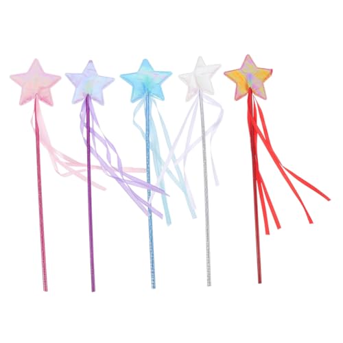 Gogogmee 5 Stück Teiliges Sternförmige Feenstäbe für Mädchen Leichtgewichtige mit Glitzer für Kindergeburtstag Halloween Cosplay und Verkleidungsspiele von Gogogmee