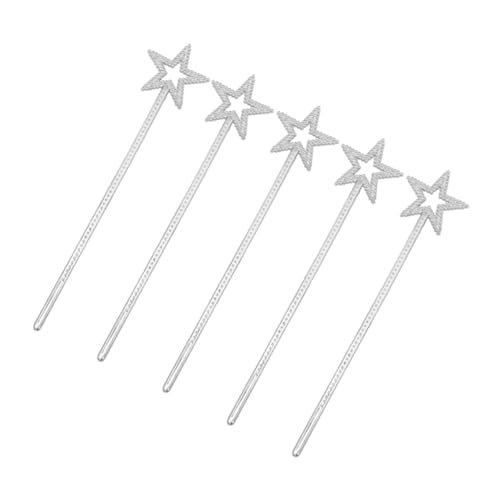Gogogmee 5 Stück für Mädchen Silberne Kunststoff Fairy Sticks Kindgerechte Bühnenrequisiten Partydekoration Geeignet für Halloween Tanz und Rollenspiele von Gogogmee