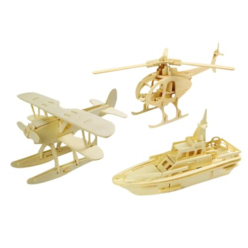 Gogogmee 5 Teiliges Holz Puzzle mit Flugzeug und Boot DIY Holzspielzeug für Handgefertigtes Lernspielzeug Hand Auge Koordination und Kreativität von Gogogmee