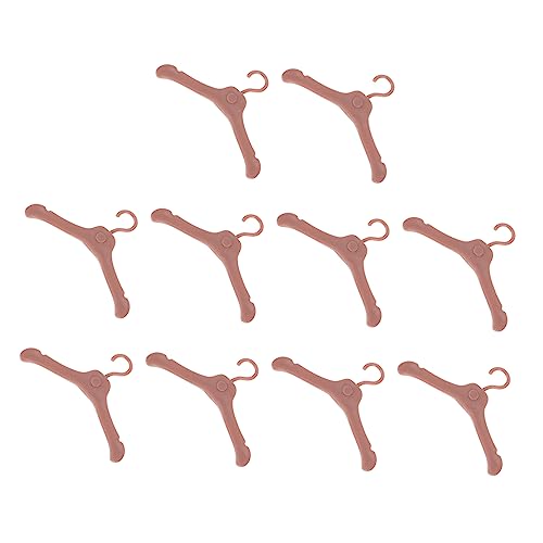 Gogogmee 50 Stück Mini Kunststoff Kleiderbügel für Puppenkleider Sichere und Glatte Oberfläche als Puppenkleiderhalter und Aufbewahrungslösung für Puppenschränke Braun von Gogogmee