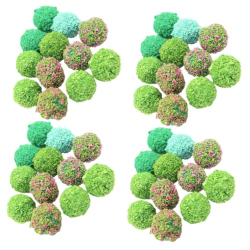 Gogogmee 50 Stück Miniatur Pflanzenbälle Farbige Landschafts deko für Sandtisch DIY Gartenmodell mit Langlebigen Realistischen Kunststräuchern in Gelb Rot Dunkelgrün von Gogogmee
