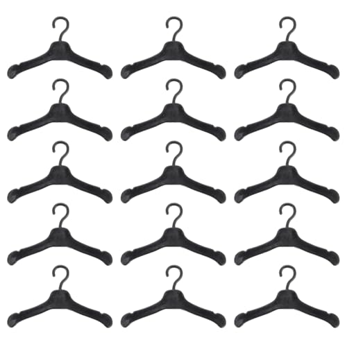 Gogogmee 50 StüCk PuppenkleiderbüGel Aus Kunststoff, Schwarz Miniatur KleiderbüGel FüR Puppenkleidung Stapelbare AufbewahrungslöSung FüR Puppenoutfits Und PuppenschräNke von Gogogmee