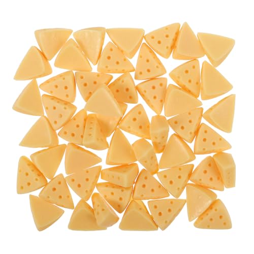 Gogogmee 50 Stück Teiliges Mini Käse Modell Charms aus Resin Realistische Käseattrappen für DIY Bastelbedarf Schmuck Handyhüllen und Dekorative Miniaturen Langlebig und Detailreich von Gogogmee