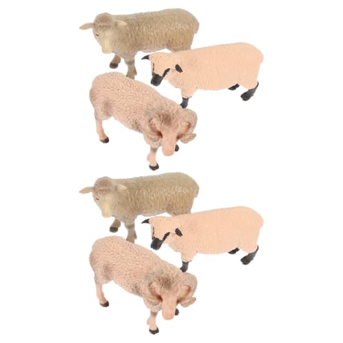 Gogogmee 6 Mini-Schaffiguren: Realistisches Lamm-Tiermodell für Kinder – Plastikspielzeug für Nutztiere als Heimdekoration und zum Lernen von Gogogmee