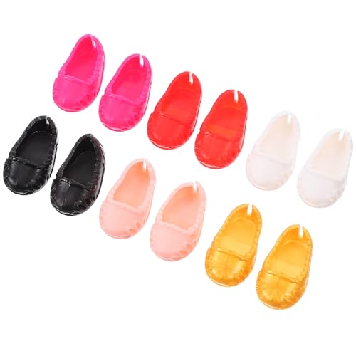 Gogogmee 6 Paare Miniatur Puppenschuhe Bunte Flache Mini Schuhe aus Modische Puppenaccessoires für Puppen Vielseitige Mini Schuhmodelle zur Dekoration und Spielzeugverwendung von Gogogmee