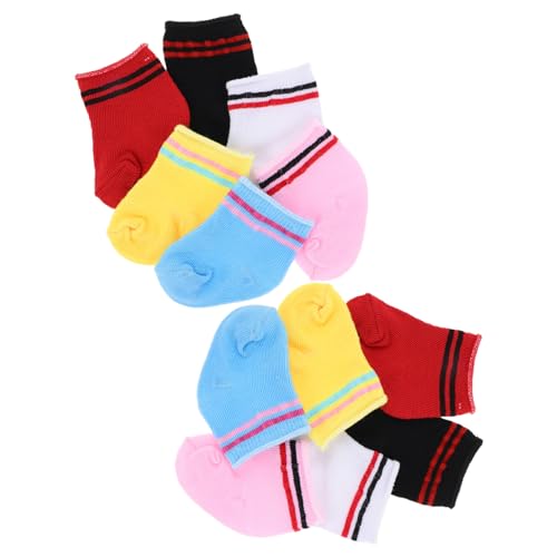Gogogmee 6 Paare Puppensocken für Babypuppen Bunte Puppenkleidung Nahtloser Bequemer Sitz Charmante Muster Vielseitig Kombinierbar Weiches Material für Puppendekor und Rollenspiele von Gogogmee