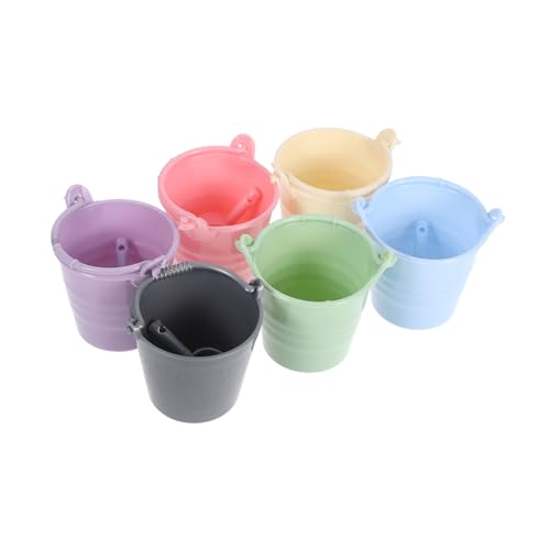 Gogogmee 6 Sätze Miniatur Kunststoff Eimer Teilig Kompakt und Leicht Vielseitiges Wasserspielzeug für Garten Strand und Puppenhaus Tragbar und Robust für Draußen von Gogogmee